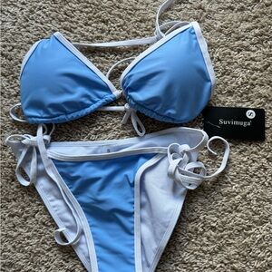 Suvimuga blue and White Bikini Set
